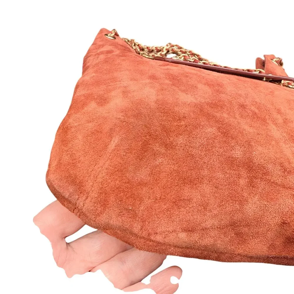 Maison Mayle Jeanne Doro Hobo Bag Marsala Suede Leather Chain Shoulder Rust